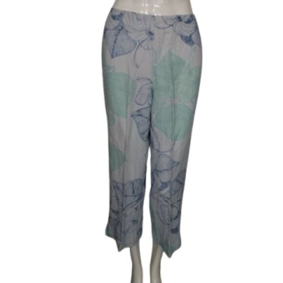 TOMMY BAHAMA Outfit/Set, 12/L, Silk/Linen, Sleeveless Top/Capri Pants, Blue, 2pc - Picture 9 of 13